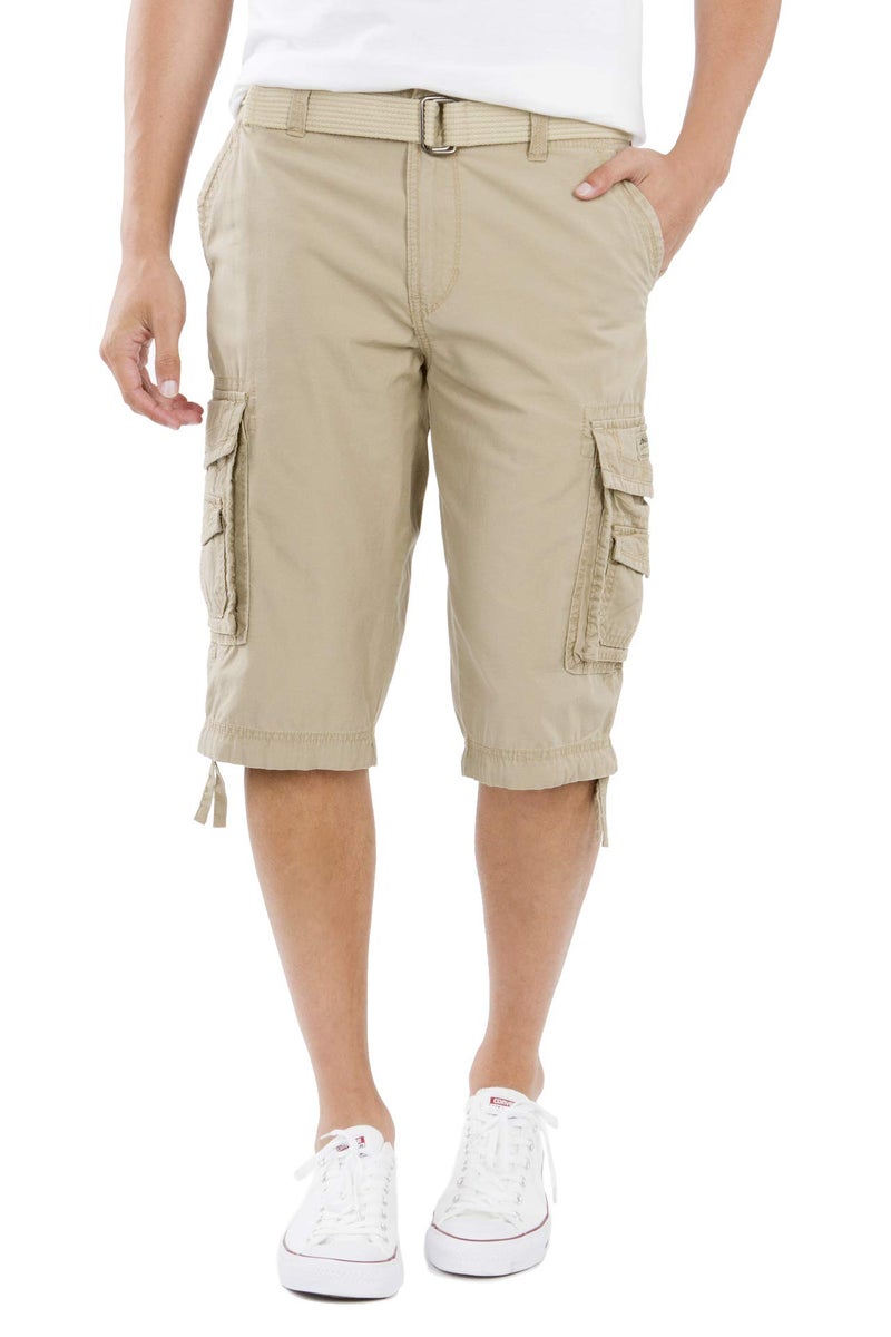 UNIONBAY mens Cordova Belted Messenger - Reg and Big Tall Sizes Cargo Shorts, Grain, 38 US - Image 1